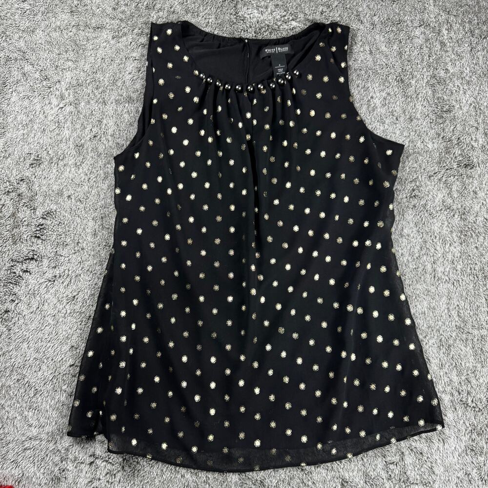 WHBM Polka Dot Sleeveless Blouse Women's Small